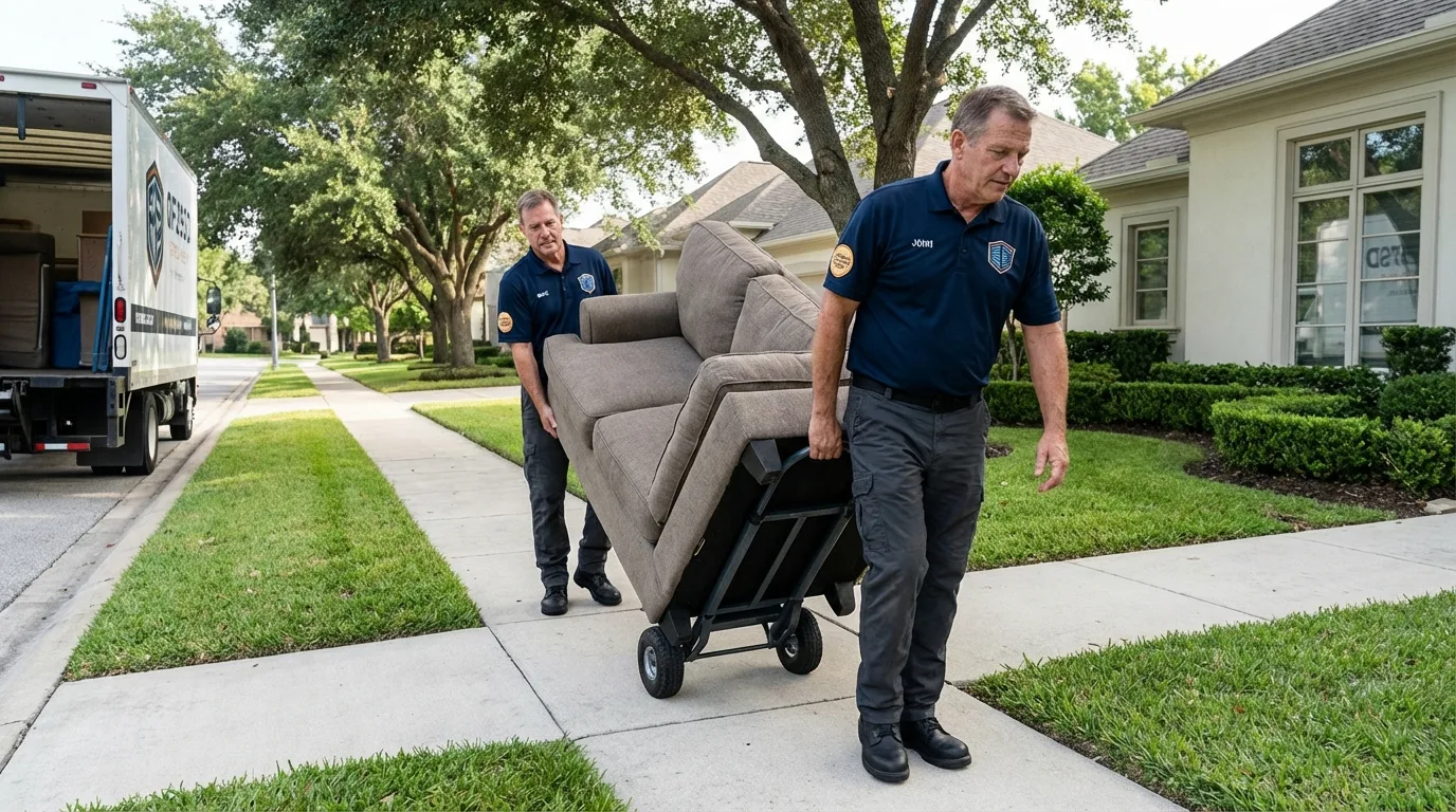 Local residential moving crew loading furniture in Tahlequah, OK
