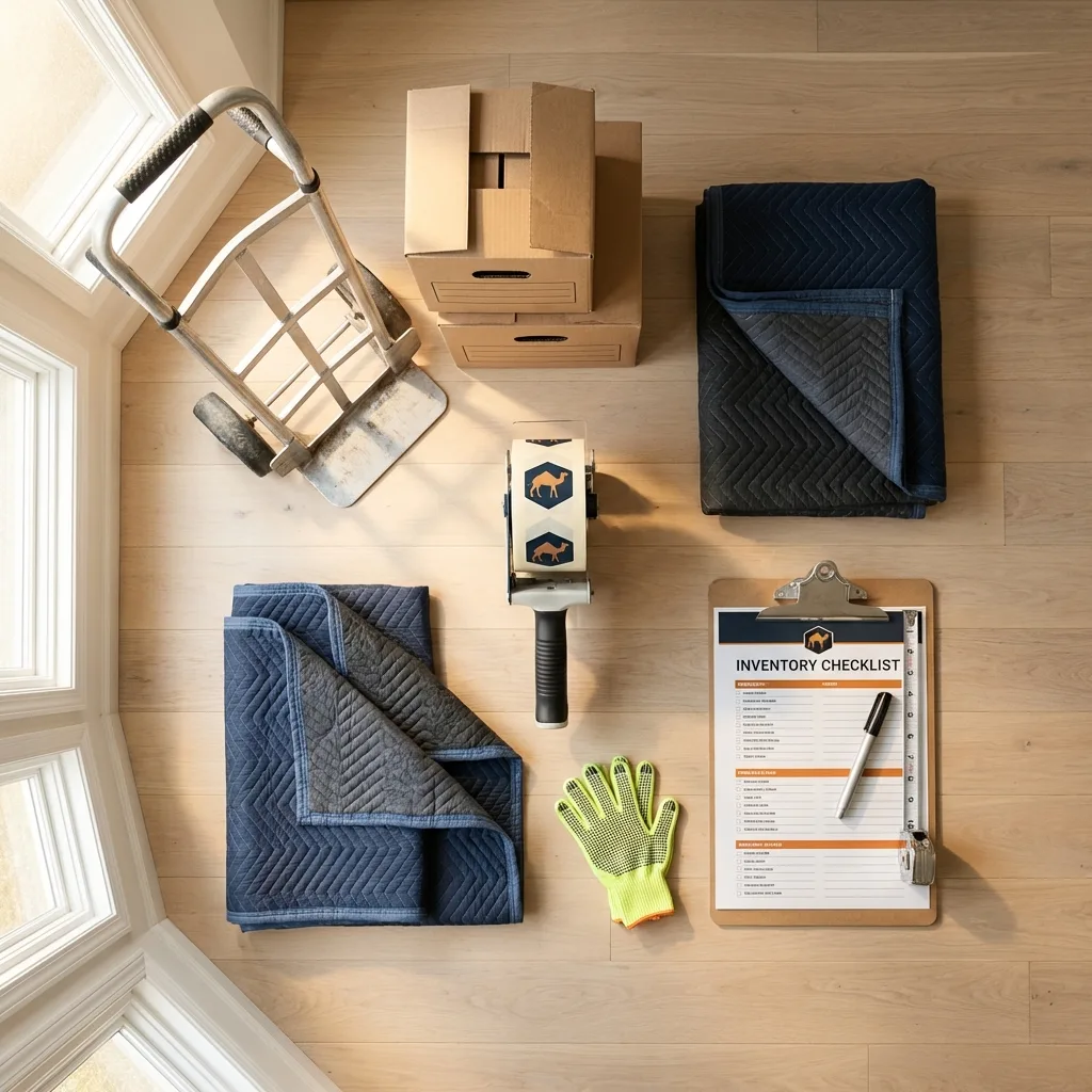 Professional moving supplies and packing materials layout for Tahlequah residential relocations